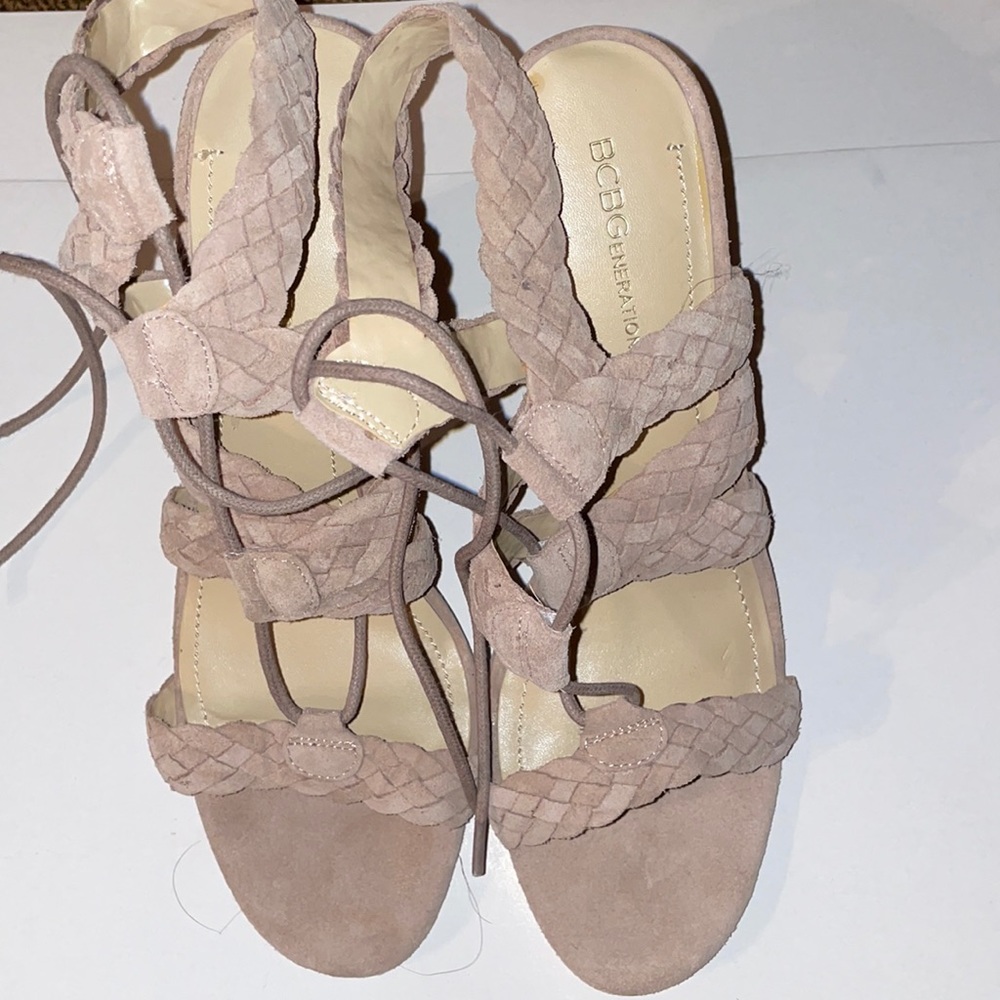 Nudish Taupe strapped BCBGeneration strappy heels